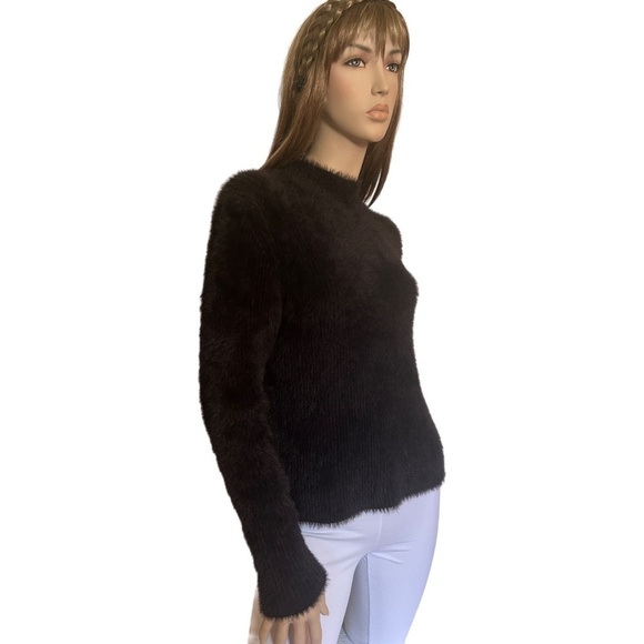 Banana Republic Sweater Mock Neck Nylon Cotton Blend Fuzzy Super Soft Pullover - Picture 3 of 14
